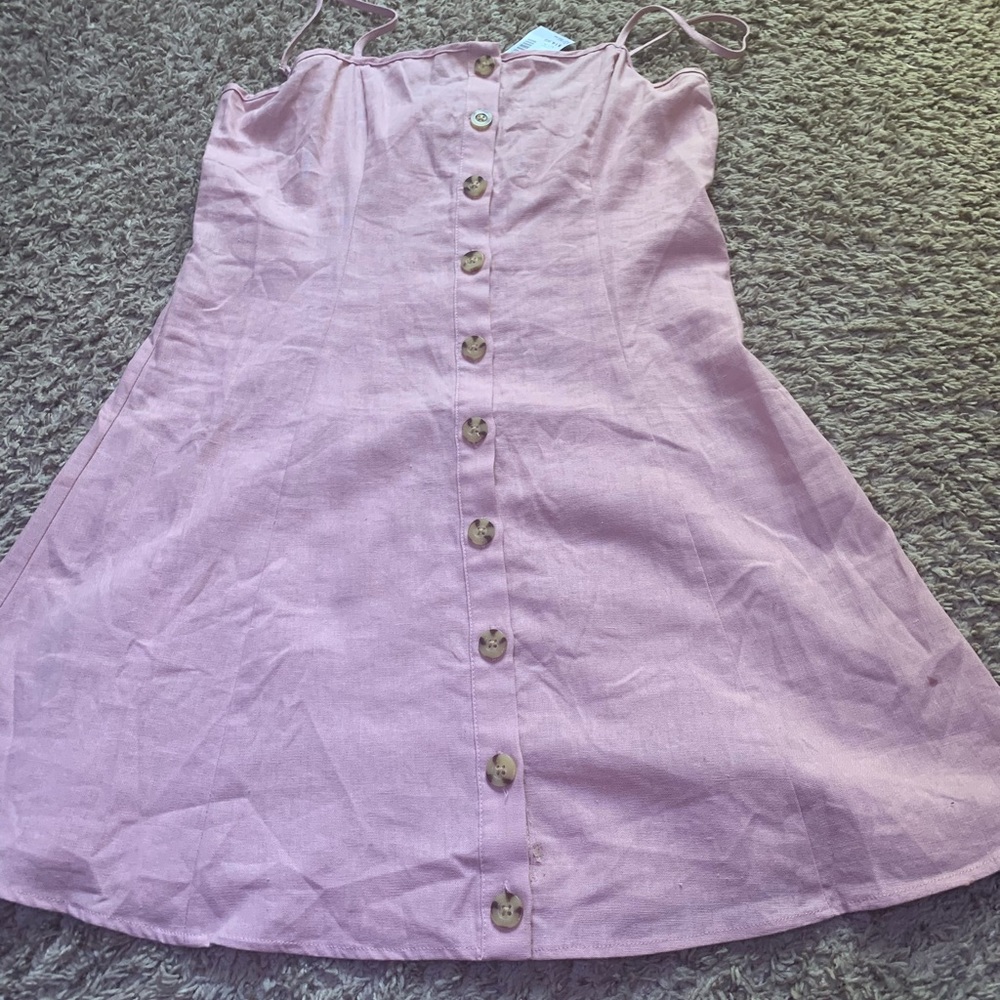 pink button up dress